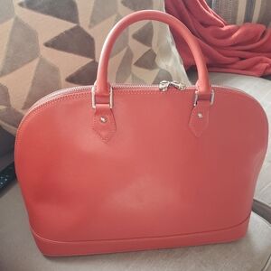 PULICATI SAFFIANO Leather Large Domed Satchel orange